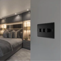 BG Nexus Metal Matt Black 3G Dimmer Switch NFB83 -RS Electrical Supplies Nexus Metal Matt Black Dimmer Switch 3G NFB83 Available bedroom
