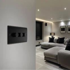BG Nexus Metal Matt Black 3G Dimmer Switch NFB83 -RS Electrical Supplies Nexus Metal Matt Black Dimmer Switch 3G NFB83 Available lounge