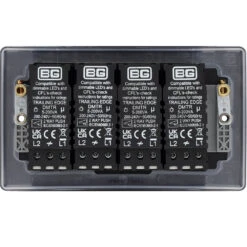 BG Nexus Metal Matt Black 4G Dimmer Switch NFB84 -RS Electrical Supplies Nexus Metal Matt Black Dimmer Switch 4G NFB84 Available back