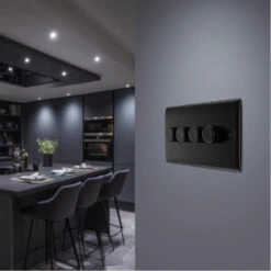 BG Nexus Metal Matt Black 4G Dimmer Switch NFB84 -RS Electrical Supplies Nexus Metal Matt Black Dimmer Switch 4G NFB84 Available kicthen