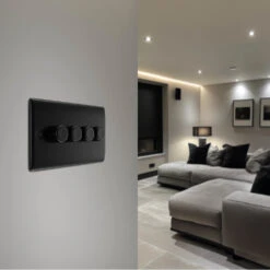 BG Nexus Metal Matt Black 4G Dimmer Switch NFB84 -RS Electrical Supplies Nexus Metal Matt Black Dimmer Switch 4G NFB84 Available lounge