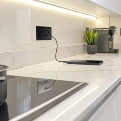 BG Nexus Metal Matt Black 13A Double USB Socket With 12W A+C NFB22UAC12B 12 BG Nexus Metal Matt Black 13A Double USB Socket With 12W A+C NFB22UAC12B -RS Electrical Supplies Nexus Metal Matt Black Double A C USB Socket 12W NFB22UAC12B Available kitchen