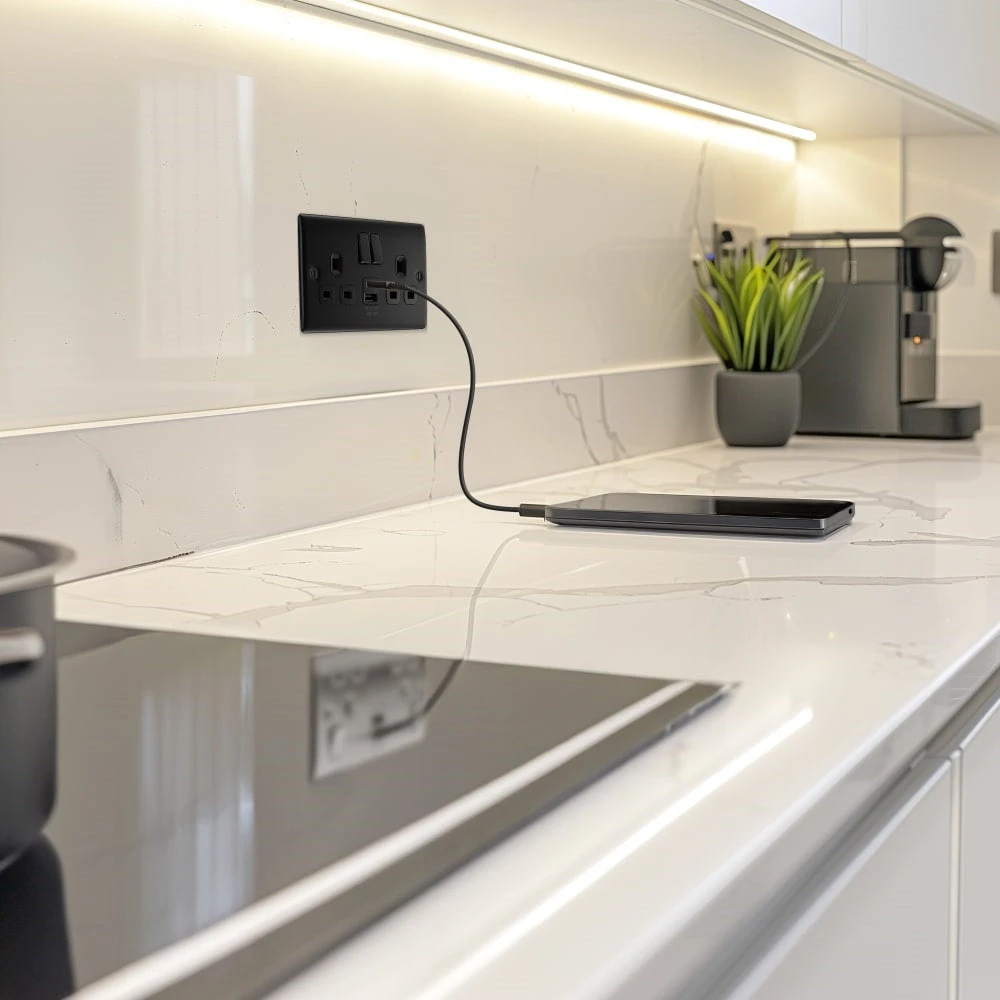 BG Nexus Metal Matt Black 13A Double USB Socket With 12W A+C NFB22UAC12B 7 BG Nexus Metal Matt Black 13A Double USB Socket With 12W A+C NFB22UAC12B - Image 5