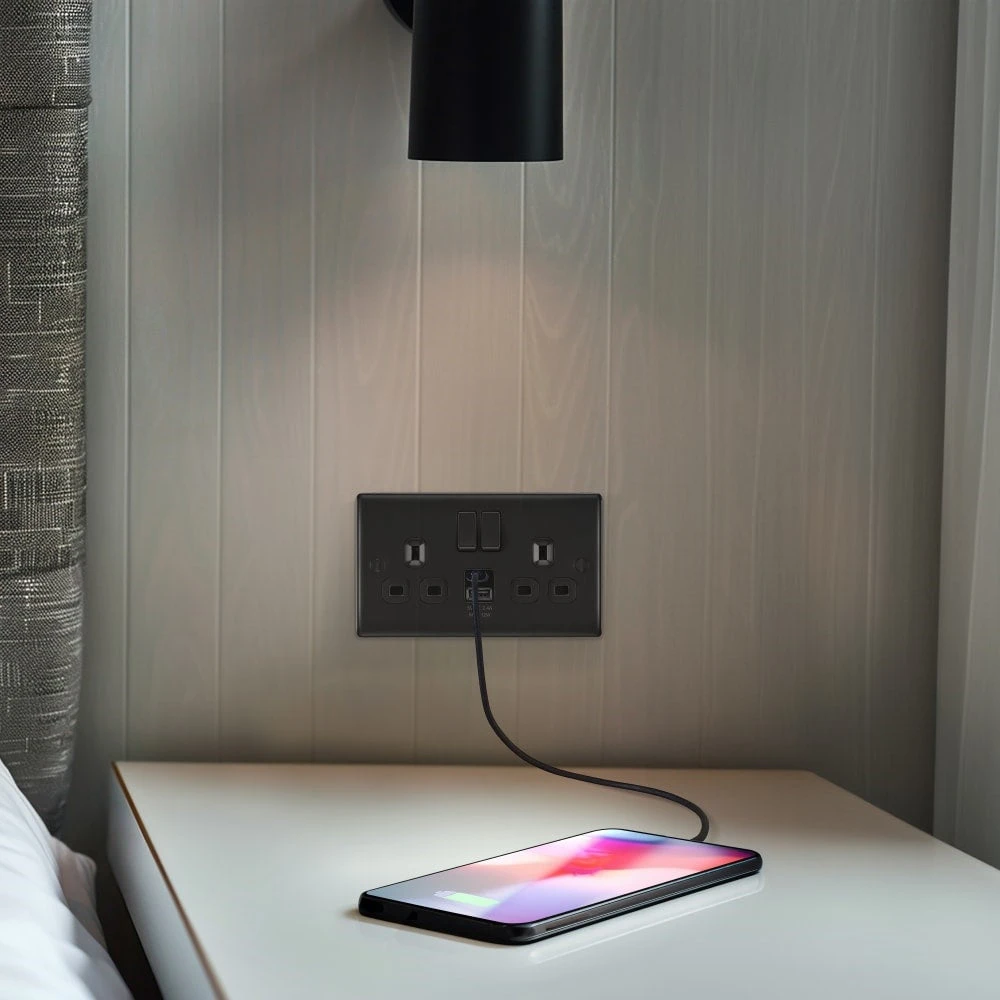 BG Nexus Metal Matt Black 13A Double USB Socket With 12W A+C NFB22UAC12B 8 BG Nexus Metal Matt Black 13A Double USB Socket With 12W A+C NFB22UAC12B - Image 6