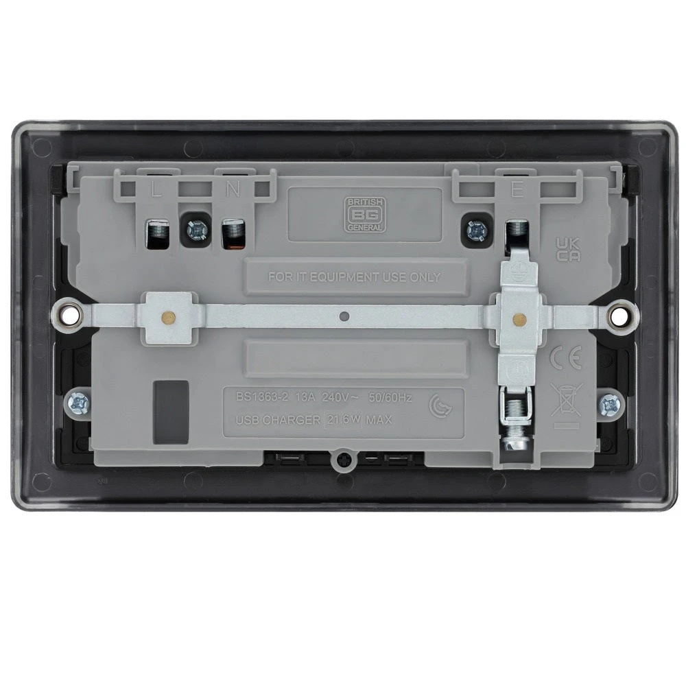 BG Nexus Metal Matt Black 13A Double USB Socket With 22W A+C NFB22UAC22B 6 BG Nexus Metal Matt Black 13A Double USB Socket With 22W A+C NFB22UAC22B - Image 4