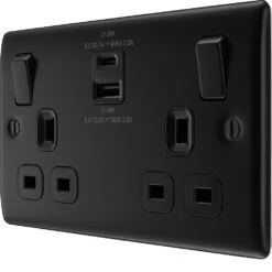 BG Nexus Metal Matt Black 13A Double USB Socket With 22W A+C NFB22UAC22B 9 BG Nexus Metal Matt Black 13A Double USB Socket With 22W A+C NFB22UAC22B -RS Electrical Supplies Nexus Metal Matt Black Double A C USB Socket 22W NFB22UAC22B Available right