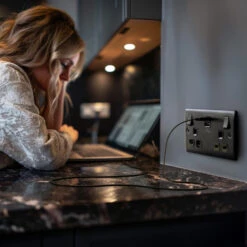 BG Nexus Metal Matt Black 13A Double USB Socket With 45W A+C NFB22UAC45B -RS Electrical Supplies Nexus Metal Matt Black Double A C USB Socket 45W NFB22UAC45B Available wall