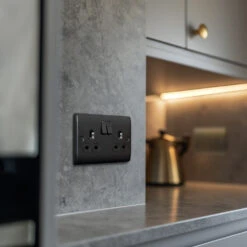 BG Nexus Metal Matt Black 13A Double Socket NFB22B -RS Electrical Supplies Nexus Metal Matt Black Double Socket NFB22B Available kitchen