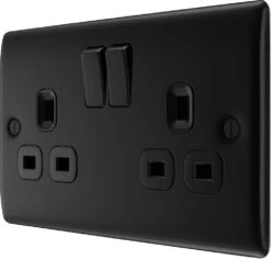 BG Nexus Metal Matt Black 13A Double Socket NFB22B -RS Electrical Supplies Nexus Metal Matt Black Double Socket NFB22B Available right