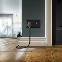 BG Nexus Metal Matt Black 13A Double Socket NFB22B -RS Electrical Supplies Nexus Metal Matt Black Double Socket NFB22B Available wall