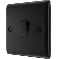 BG Nexus Metal Matt Black 1G 2W Light Switch NFB12 -RS Electrical Supplies Nexus Metal Matt Black Light Switch 1G NFB12 Available right