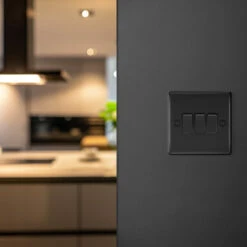 BG Nexus Metal Matt Black 3G 2W Light Switch NFB43 -RS Electrical Supplies Nexus Metal Matt Black Light Switch 3G NFB43 Available wall
