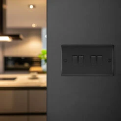 BG Nexus Metal Matt Black 4G 2W Light Switch NFB44 -RS Electrical Supplies Nexus Metal Matt Black Light Switch 4G NFB44 Available WALL