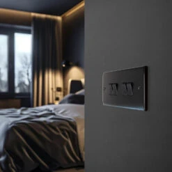 BG Nexus Metal Matt Black 4G 2W Light Switch NFB44 -RS Electrical Supplies Nexus Metal Matt Black Light Switch 4G NFB44 Available bedroom