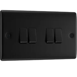 BG Nexus Metal Matt Black 4G 2W Light Switch NFB44 -RS Electrical Supplies Nexus Metal Matt Black Light Switch 4G NFB44 Available left