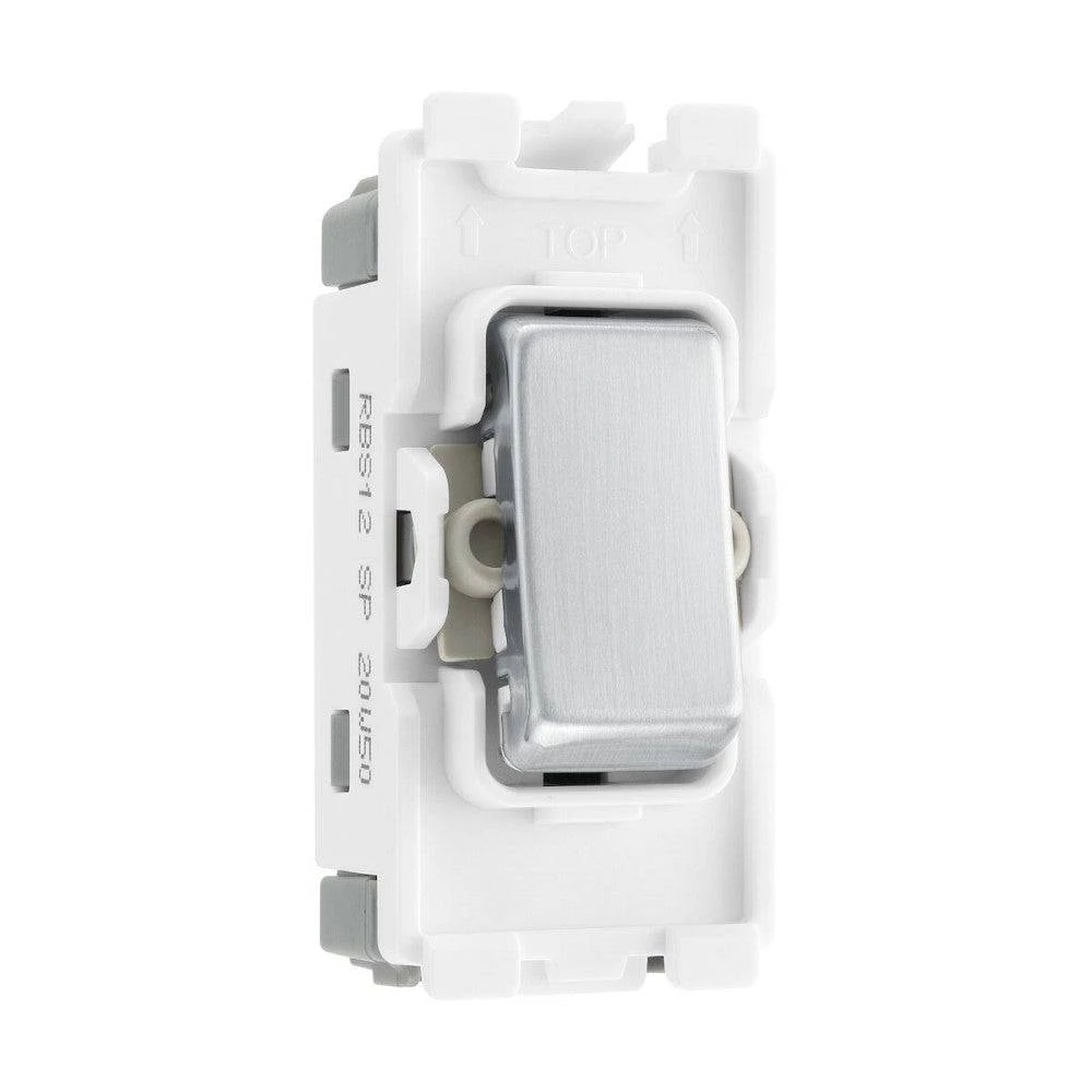 BG Brushed Steel 20A 2 Way Grid Switch RBS12 3 BG Brushed Steel 20A 2 Way Grid Switch RBS12