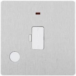 BG Evolve Brushed Steel 13A Unswitched Spur With LED And Flex Outlet PCDBS54W