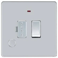 BG Nexus Screwless Polished Chrome 13A Switched Spur With Neon & Flex FPC53