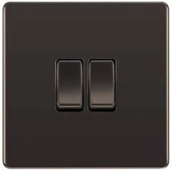 BG Nexus Screwless Black Nickel 2G 2W Light Switch FBN42