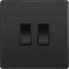 BG Evolve Black Chrome 2G 2W Light Switch PCDBC42B -RS Electrical Supplies bg evolve black chrome 2g 2w light switch pcdbc42b