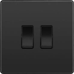 BG Evolve Black Chrome 2G 2W Light Switch PCDBC42B