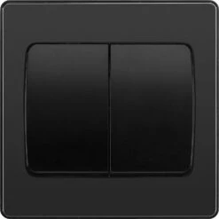 BG Evolve Black Chrome 2G 2W Wide Rocker Light Switch PCDBC42WB