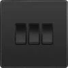 BG Evolve Black Chrome 3G 2W Light Switch PCDBC43B
