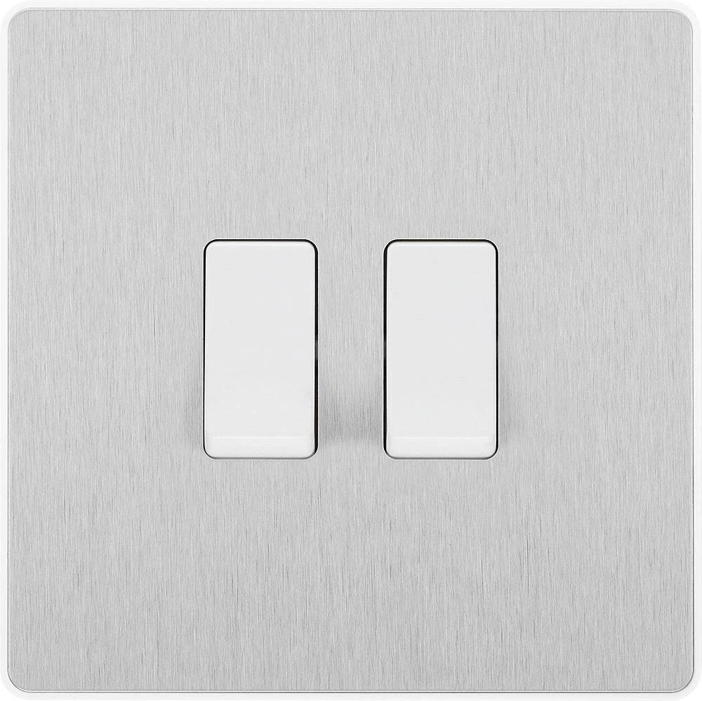 BG Evolve Brushed Steel 2G 2W Light Switch PCDBS42W 3 BG Evolve Brushed Steel 2G 2W Light Switch PCDBS42W
