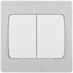BG Evolve Brushed Steel 2G 2W Wide Rocker Light Switch PCDBS42WW