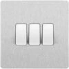 BG Evolve Brushed Steel 3G 2W Light Switch PCDBS43W -RS Electrical Supplies bg evolve brushed steel 3g 2w light switch pcdbs43w