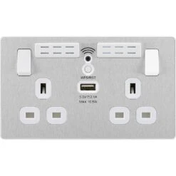 BG Evolve Brushed Steel WiFi Extender With 13A Double USB Socket PCDBS22UWRW