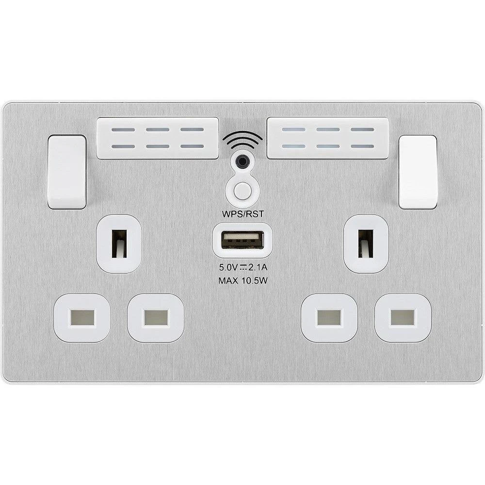 BG Evolve Brushed Steel WiFi Extender With 13A Double USB Socket PCDBS22UWRW 3 BG Evolve Brushed Steel WiFi Extender With 13A Double USB Socket PCDBS22UWRW