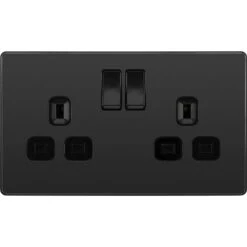 BG Evolve Matt Black 13A Double Socket PCDMB22B