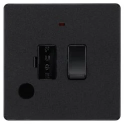 BG Evolve Matt Black 13A Switched Spur With LED And Flex Outlet PCDMB52B