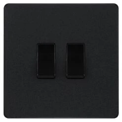 BG Evolve Matt Black 2G 2W Light Switch PCDMB42B