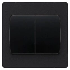 BG Evolve Matt Black 2G 2W Wide Rocker Light Switch PCDMB42WB