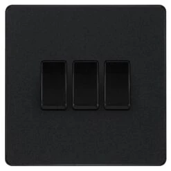 BG Evolve Matt Black 3G 2W Light Switch PCDMB43B