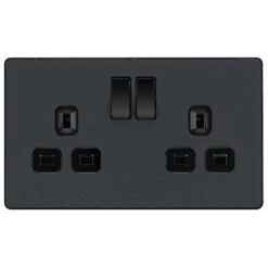 BG Evolve Matt Grey 13A Double Socket PCDMG22B