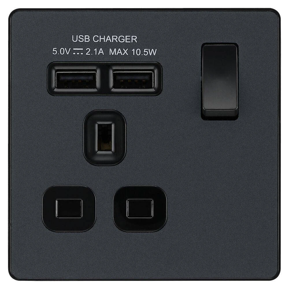 BG Evolve Matt Grey 13A Single USB Socket PCDMG21U2B 3 BG Evolve Matt Grey 13A Single USB Socket PCDMG21U2B