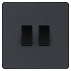 BG Evolve Matt Grey 2G 2W Light Switch PCDMG42B
