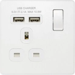 BG Evolve Pearl White 13A Single USB Socket PCDCL21U2W