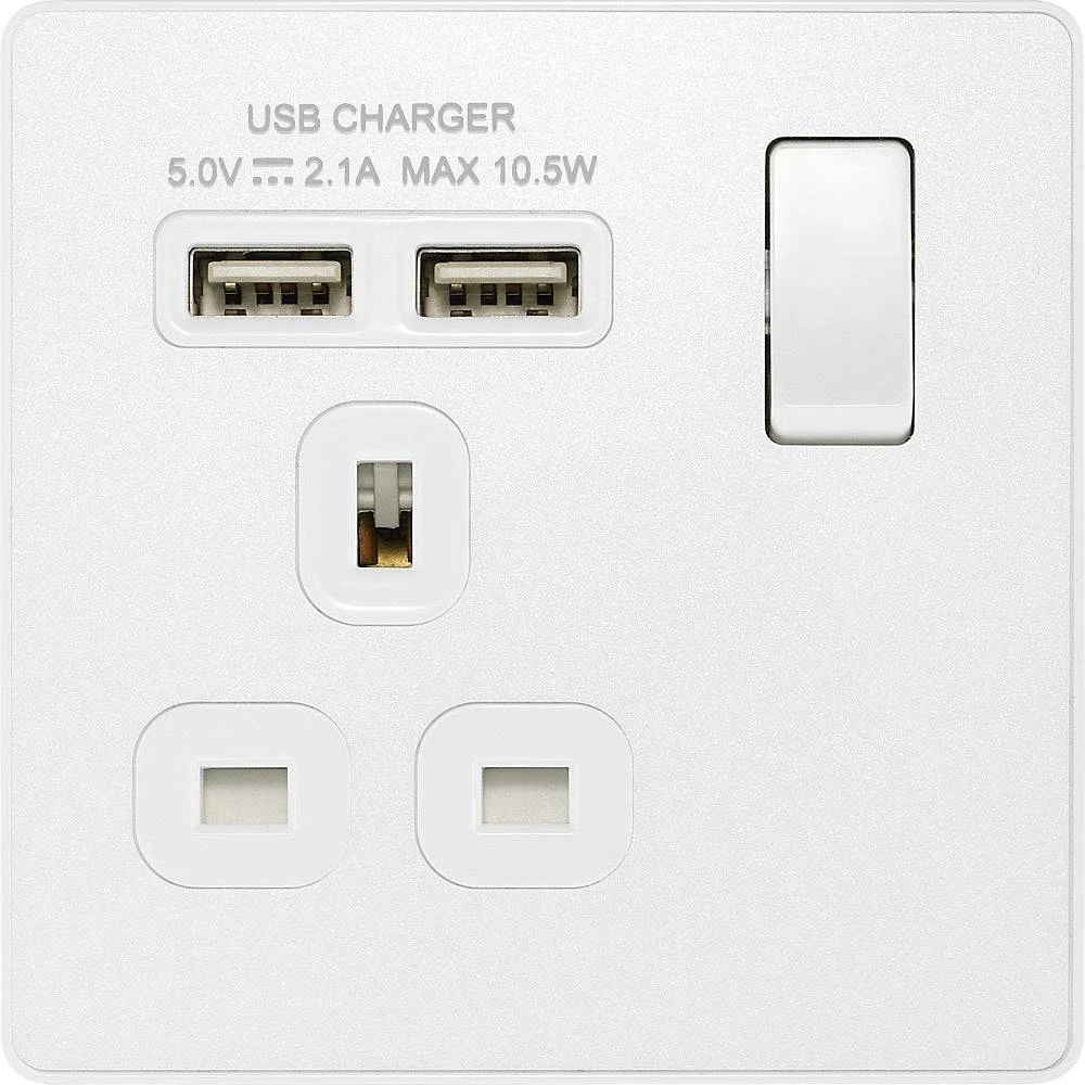 BG Evolve Pearl White 13A Single USB Socket PCDCL21U2W 3 BG Evolve Pearl White 13A Single USB Socket PCDCL21U2W