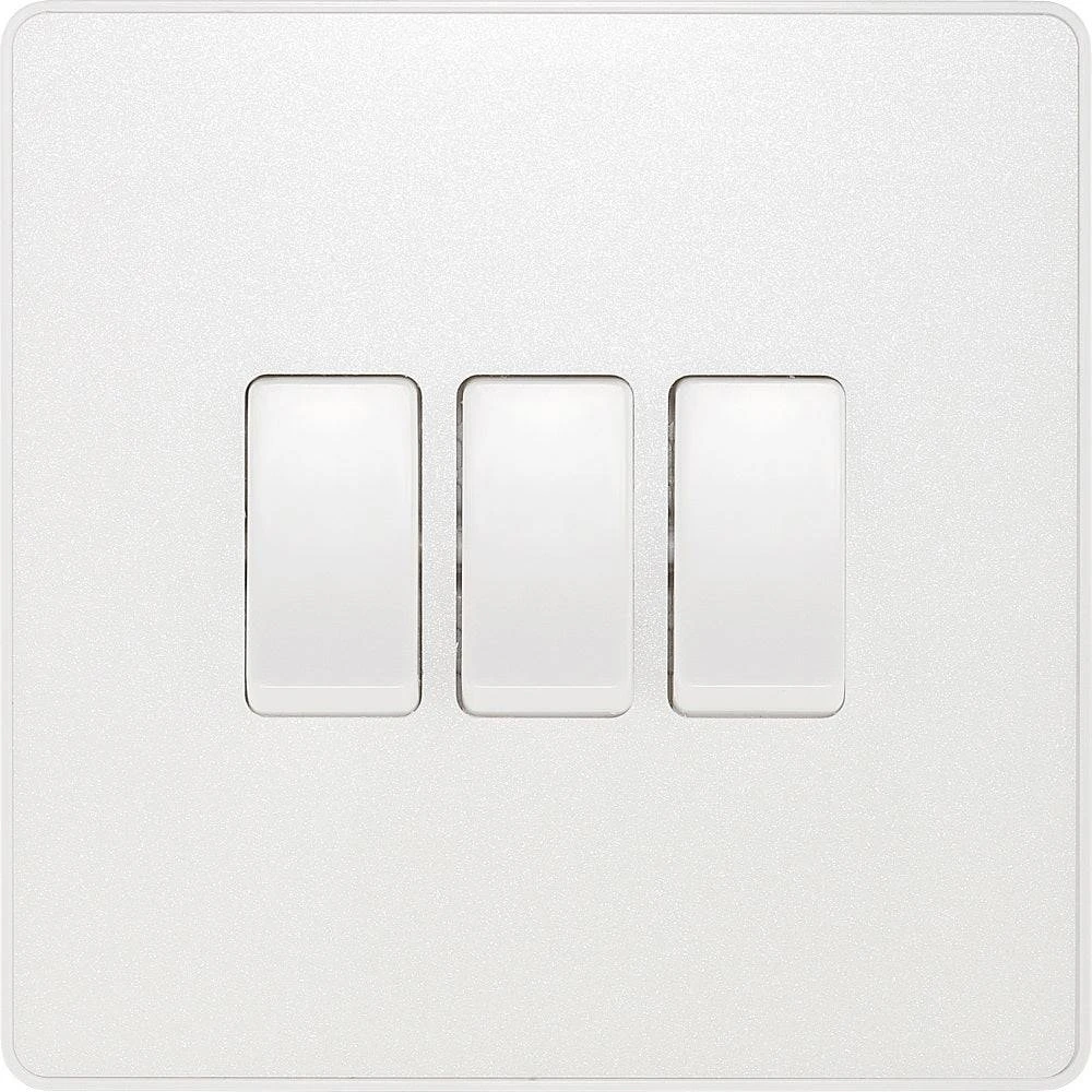 BG Evolve Pearl White 3G 2W Light Switch PCDCL43W 3 BG Evolve Pearl White 3G 2W Light Switch PCDCL43W