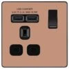 BG Evolve Polished Copper 13A Single USB Socket PCDCP21U2B -RS Electrical Supplies bg evolve polished copper 13a single usb socket pcdcp21u2b