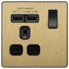 BG Evolve Satin Brass 13A Single USB Socket PCDSB21U2B -RS Electrical Supplies bg evolve satin brass 13a single usb socket pcdsb