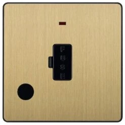 BG Evolve Satin Brass 13A Unswitched Spur With LED And Flex Outlet PCDSB54B