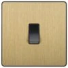 BG Evolve Satin Brass 1G 2W Light Switch PCDSB12B -RS Electrical Supplies bg evolve satin brass 1g 2w light switch pcdsb12b