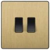 BG Evolve Satin Brass 2G 2W Light Switch PCDSB42B -RS Electrical Supplies bg evolve satin brass 2g 2w light switch pcdsb42b