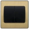 BG Evolve Satin Brass 2G 2W Wide Rocker Light Switch PCDSB42WB