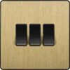 BG Evolve Satin Brass 3G 2W Light Switch PCDSB43B 2 BG Evolve Satin Brass 3G 2W Light Switch PCDSB43B -RS Electrical Supplies bg evolve satin brass 3g 2w light switch pcdsb43b